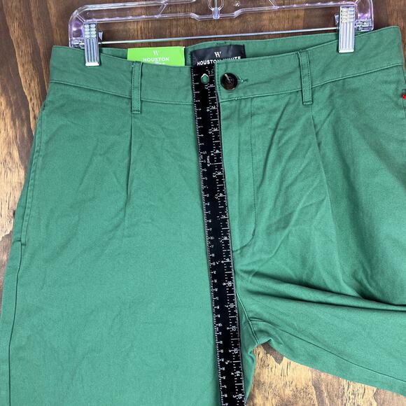 Houston White Mens Pants Green Chinos Single Pleated Wide Leg 100% Cotton 32x32 - Picture 7 of 12